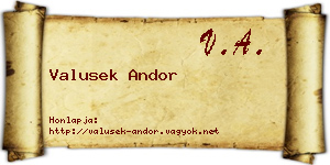 Valusek Andor névjegykártya